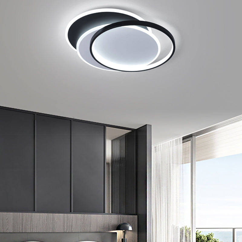 Modern Style Geometry Ceiling Fixtures Metal 3 Light Flush Ceiling Light Fixtures in Black