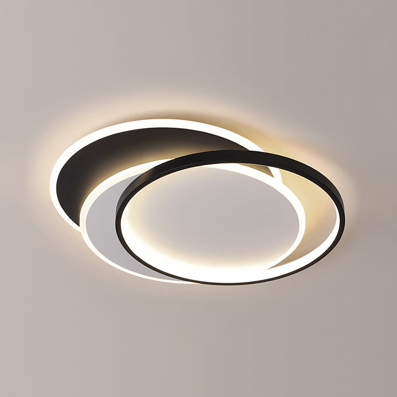 Modern Style Geometry Ceiling Fixtures Metal 3 Light Flush Ceiling Light Fixtures in Black