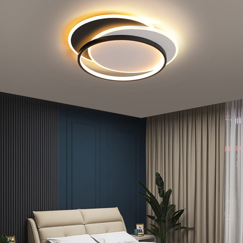 Modern Style Geometry Ceiling Fixtures Metal 3 Light Flush Ceiling Light Fixtures in Black