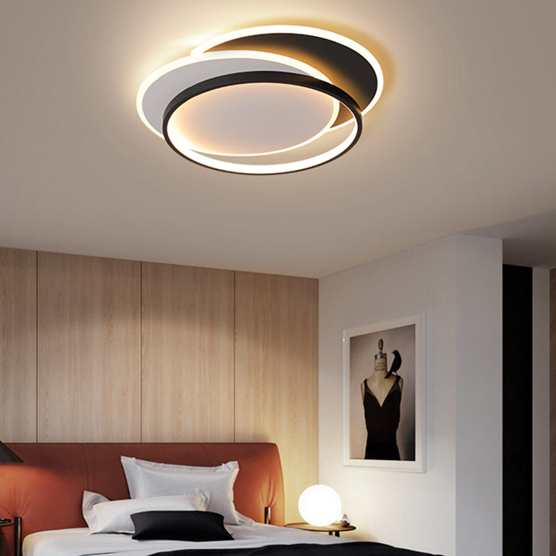 Modern Style Geometry Ceiling Fixtures Metal 3 Light Flush Ceiling Light Fixtures in Black