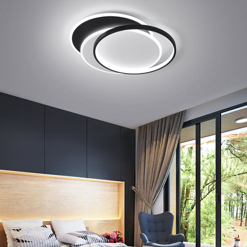 Modern Style Geometry Ceiling Fixtures Metal 3 Light Flush Ceiling Light Fixtures in Black