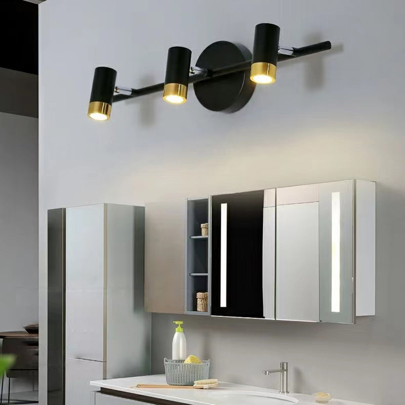 Forma de cilindro Luces de espejo LED de metal de estilo de tocador de estilo moderno para el baño