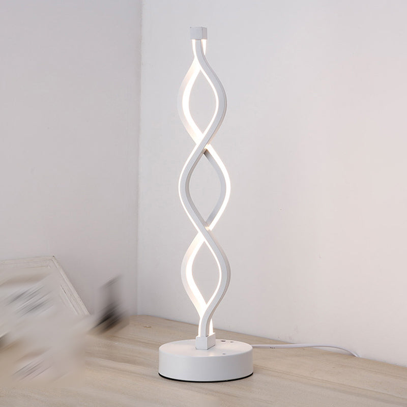 Modern Style Desk Lighting Fixture Linear Twisted LED Desk Lamp for Bedroom
