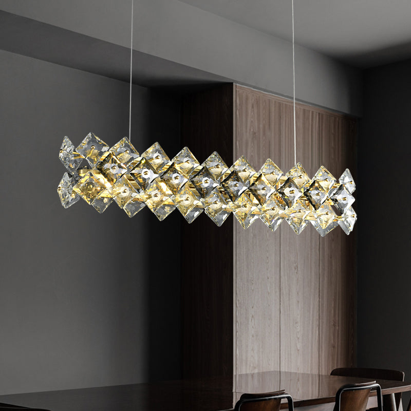 Geometry Shape Pendant Chandeliers Contemporary Style Crystal Chandelier Lights in Gold