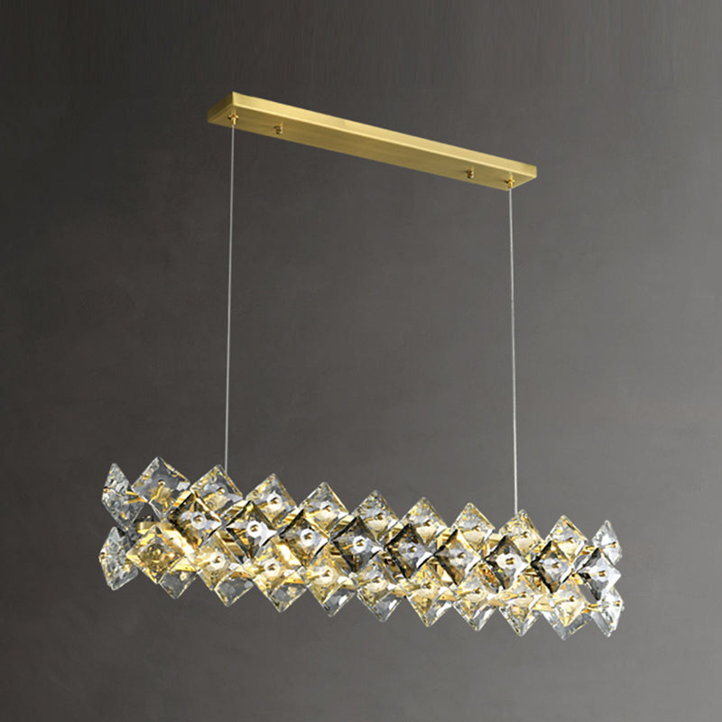 Geometría Forma de araña colgante de estilo contemporáneo Luces de araña de cristal en oro