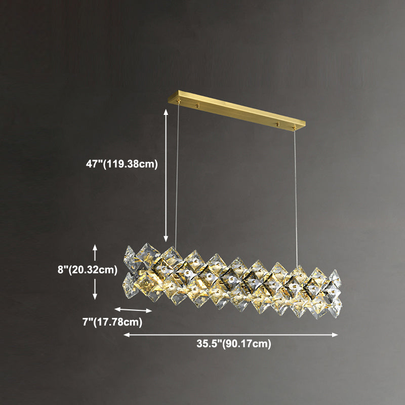 Geometrieform Anhänger Kronleuchter zeitgenössischer Stil Kristallleuchter in Gold