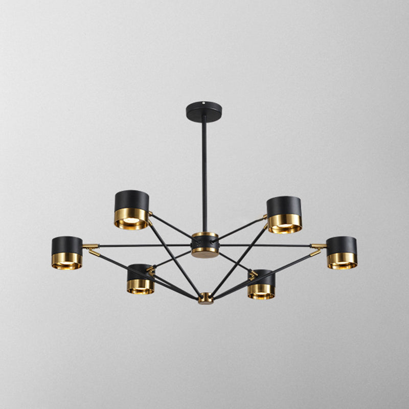 Postmodern Cylinder Chandelier Black Multi Light Chandelier Pendant for Dining Room