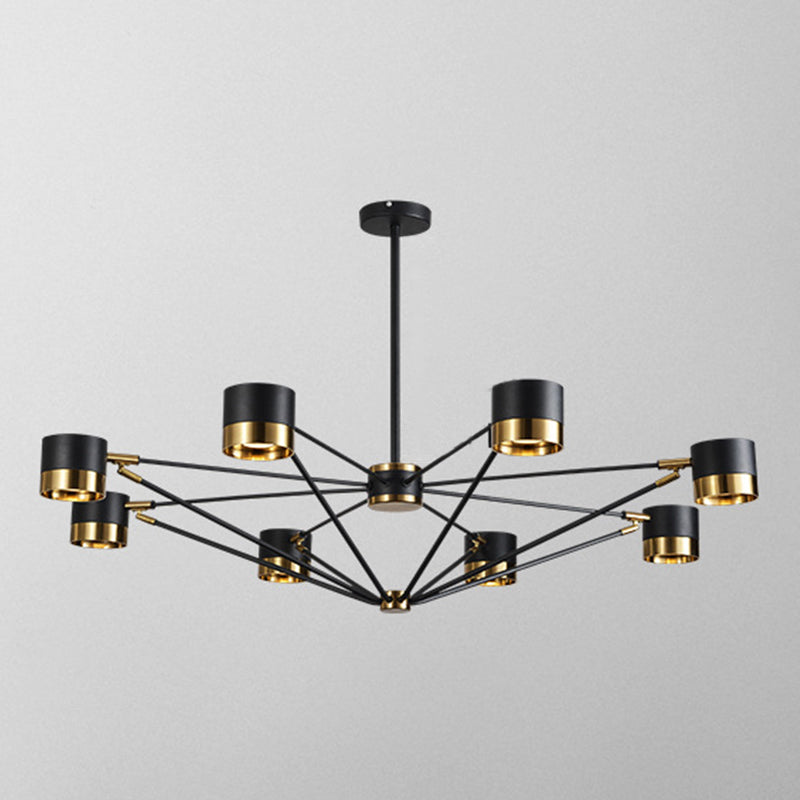 Cylindre postmoderne Chandelier Black Multi Light Chandelier Pendant pour salle à manger