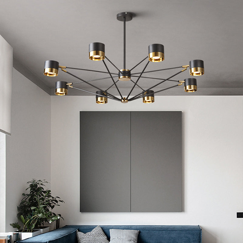 Cylindre postmoderne Chandelier Black Multi Light Chandelier Pendant pour salle à manger