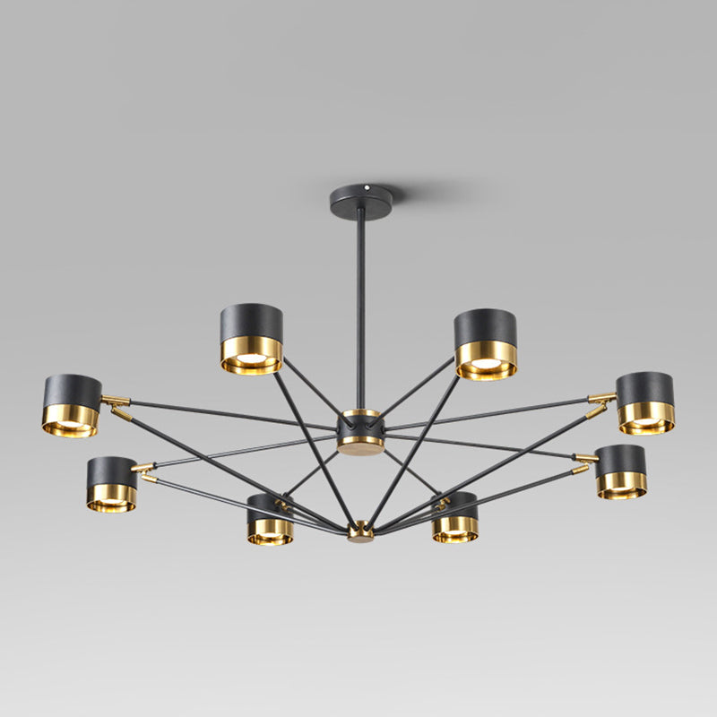 Postmodern Cylinder Chandelier Black Multi Light Chandelier Pendant for Dining Room