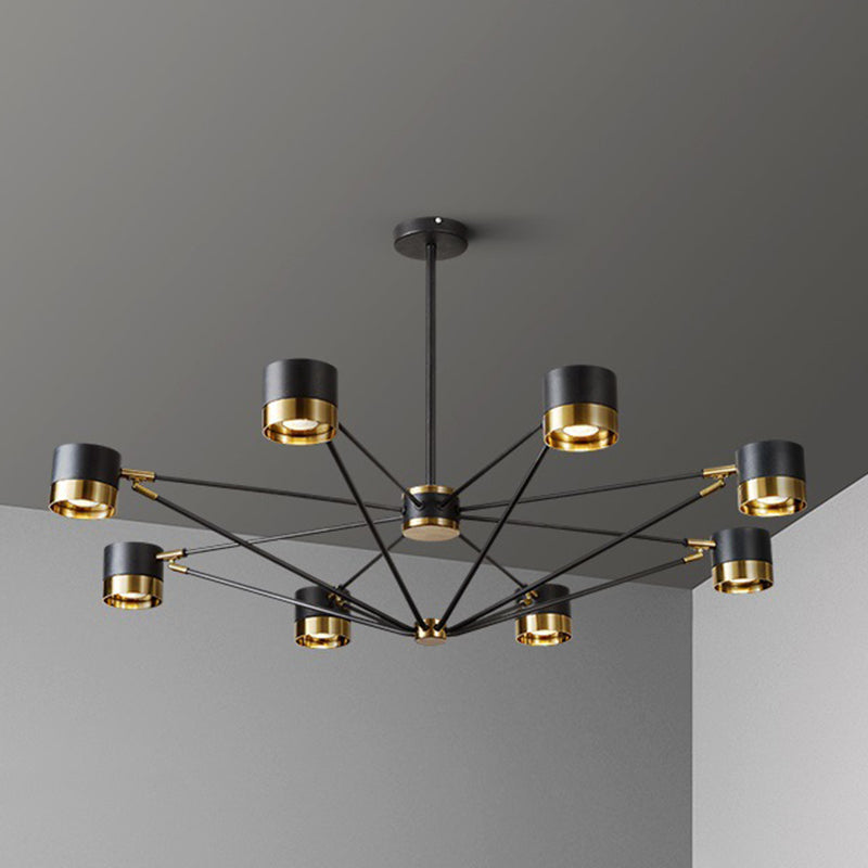 Cylindre postmoderne Chandelier Black Multi Light Chandelier Pendant pour salle à manger