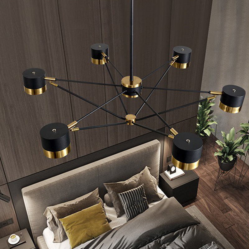 Postmodern Cylinder Chandelier Black Multi Light Chandelier Pendant for Dining Room