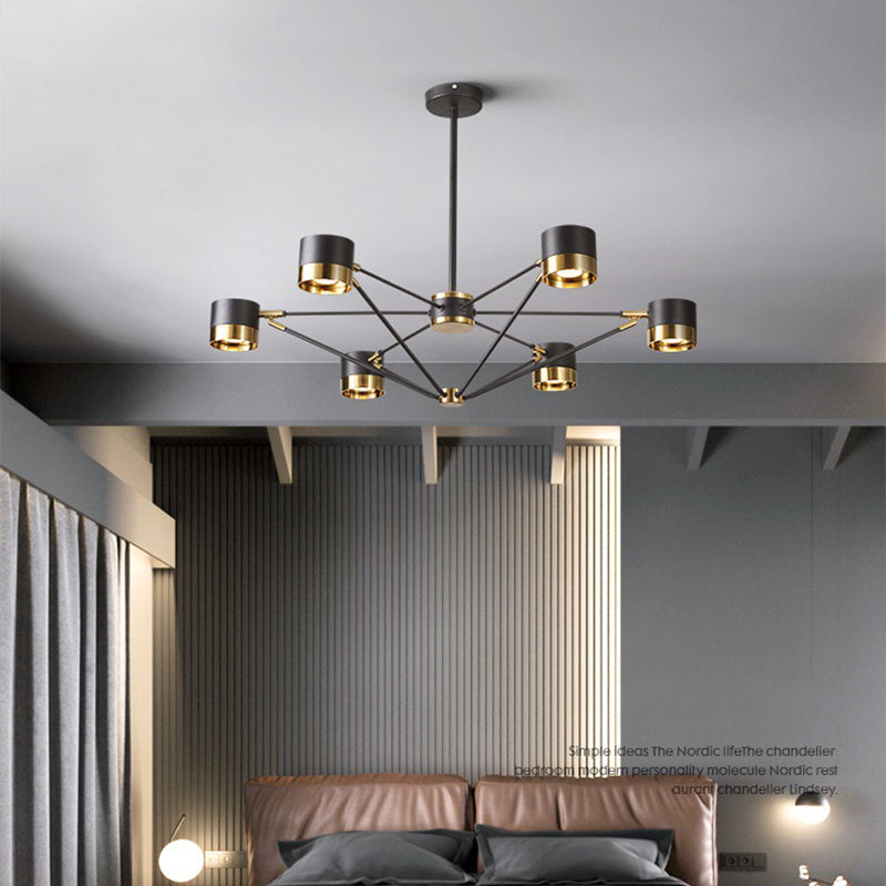 Cylindre postmoderne Chandelier Black Multi Light Chandelier Pendant pour salle à manger