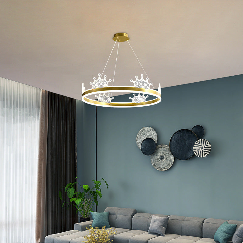 Postmodern Circle Chandelier Brass Chandelier Pendant in Gold for Dining Room