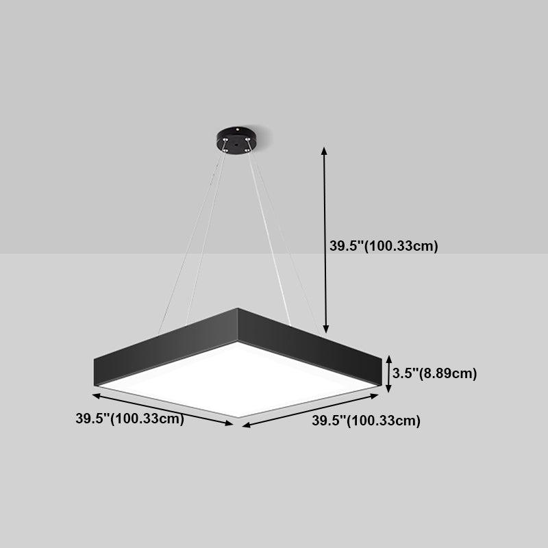 Forme carrée métallique Hanging Light Moderne 1 Lumière luminaire Lumières en noir