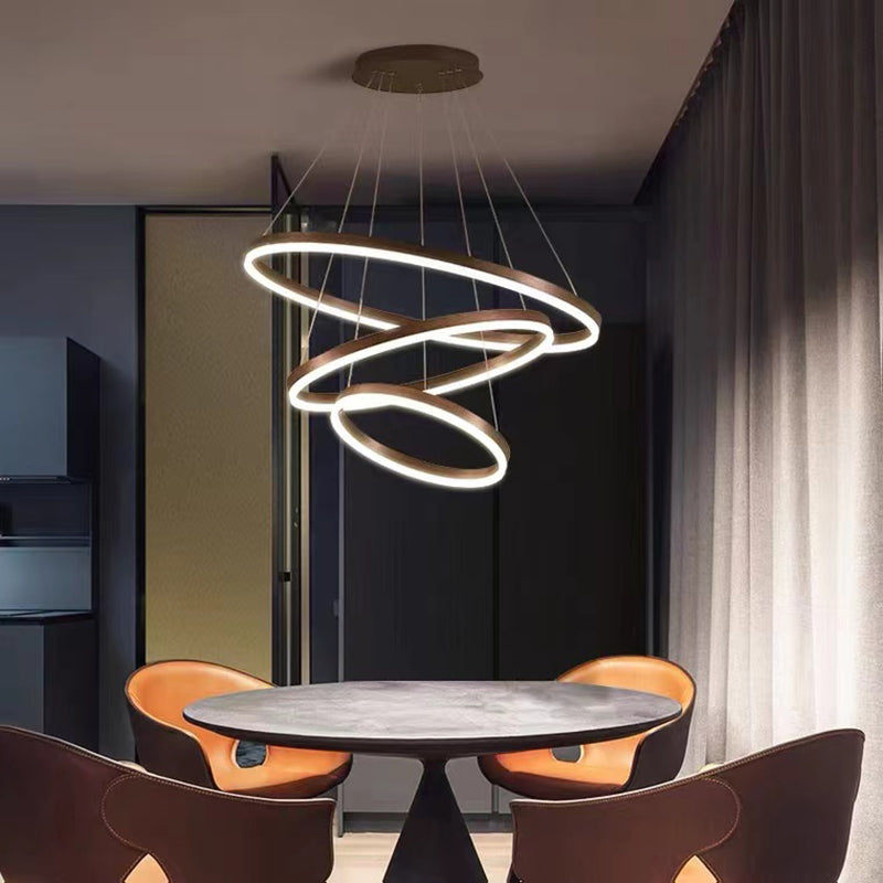 Metal Ring Chandelier Pendant Light Modern Style LED Hanging Pendant Light