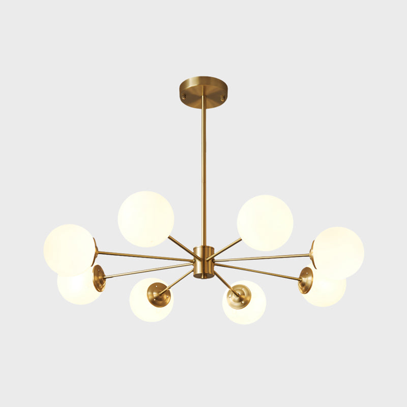 Chandelier en laiton nordique Globe Multi Light Chandelier Pendant avec verre pour le salon