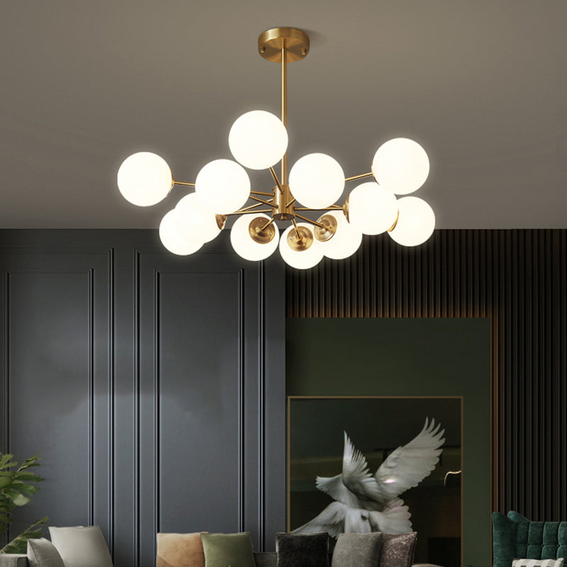 Chandelier en laiton nordique Globe Multi Light Chandelier Pendant avec verre pour le salon