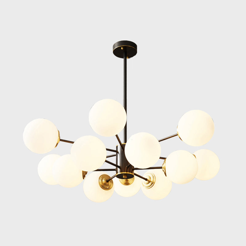 Chandelier en laiton nordique Globe Multi Light Chandelier Pendant avec verre pour le salon