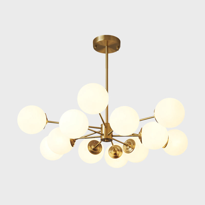 Chandelier en laiton nordique Globe Multi Light Chandelier Pendant avec verre pour le salon