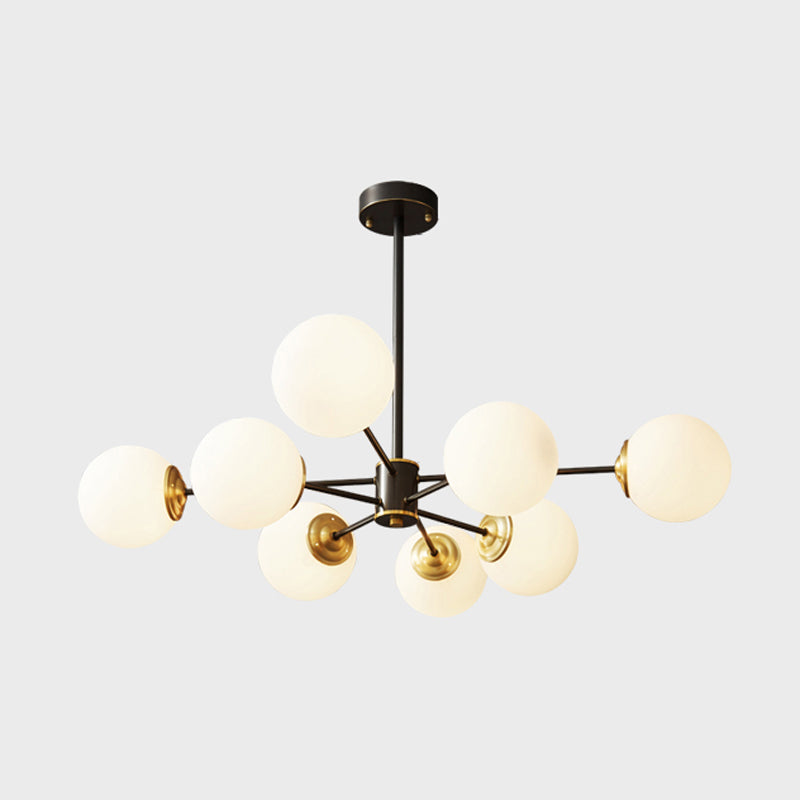 Chandelier en laiton nordique Globe Multi Light Chandelier Pendant avec verre pour le salon