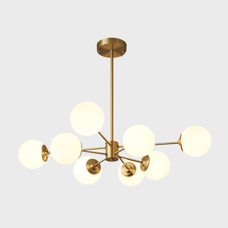 Chandelier en laiton nordique Globe Multi Light Chandelier Pendant avec verre pour le salon