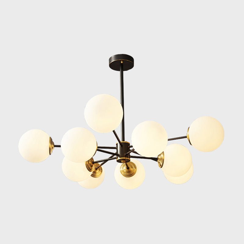 Chandelier en laiton nordique Globe Multi Light Chandelier Pendant avec verre pour le salon