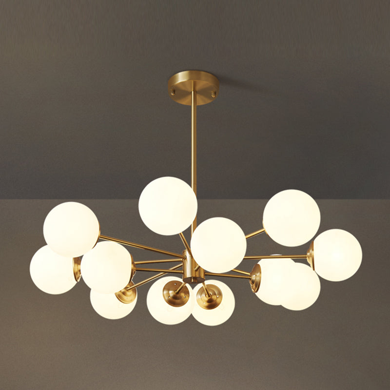 Chandelier en laiton nordique Globe Multi Light Chandelier Pendant avec verre pour le salon