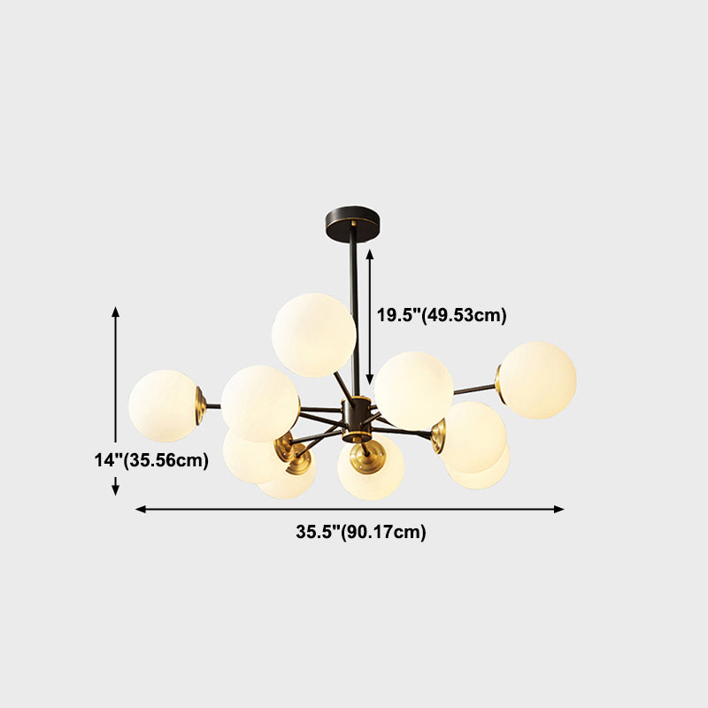 Chandelier en laiton nordique Globe Multi Light Chandelier Pendant avec verre pour le salon