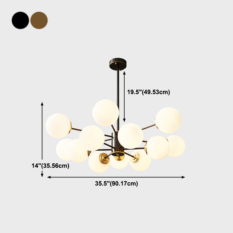 Chandelier en laiton nordique Globe Multi Light Chandelier Pendant avec verre pour le salon