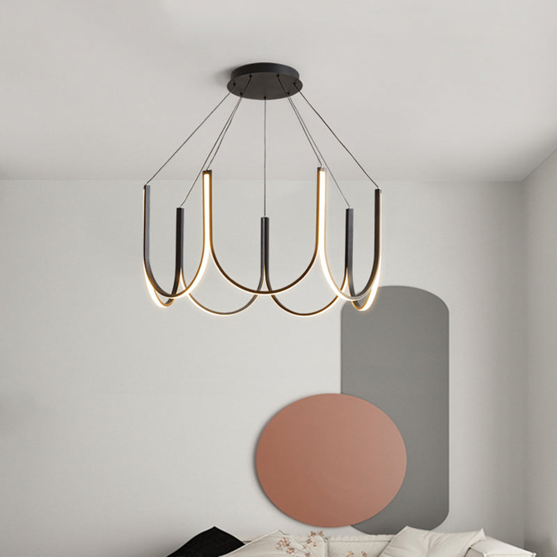 Metal U-Shape Chandelier Pendant Light Simple LED Hanging Pendant Light