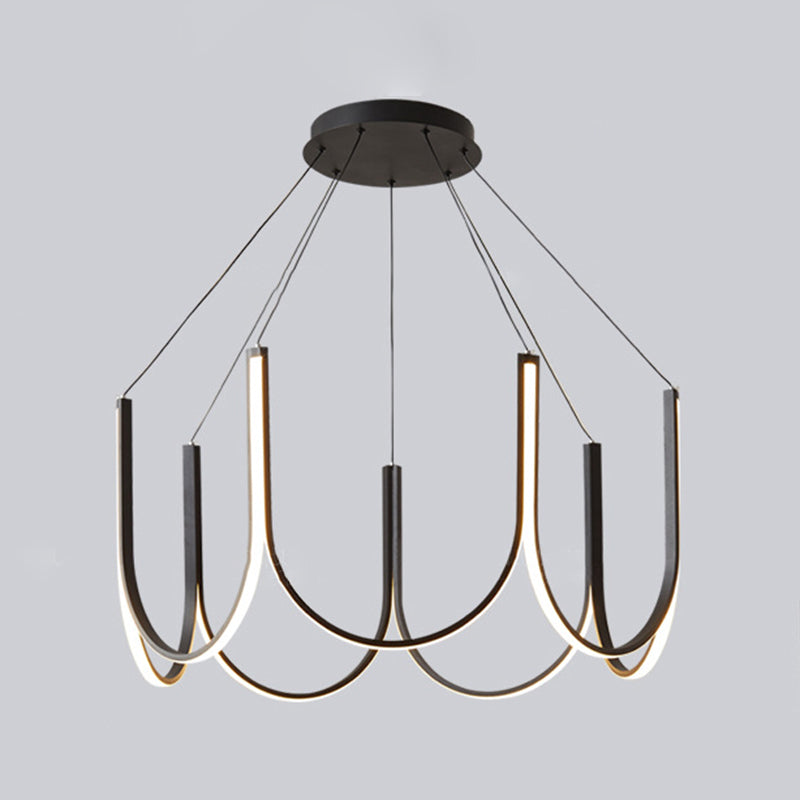 Metal U-Shape Chandelier Pendant Light Simple LED Hanging Pendant Light