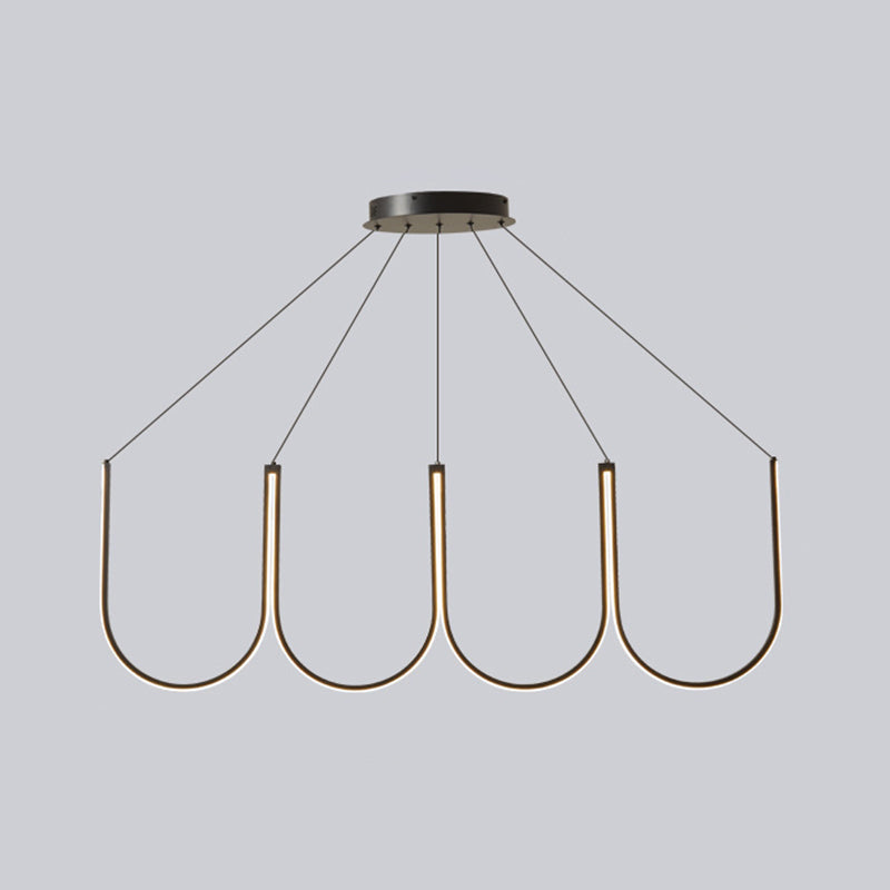 Metal U-Shape Chandelier Pendant Light Simple LED Hanging Pendant Light