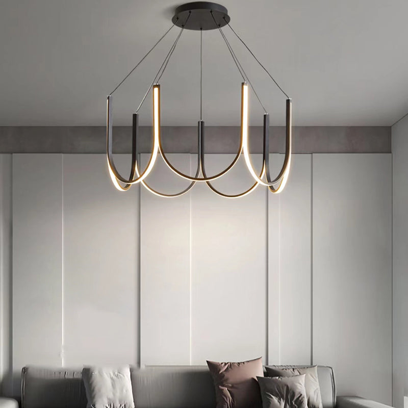 Metal U-Shape Chandelier Pendant Light Simple LED Hanging Pendant Light