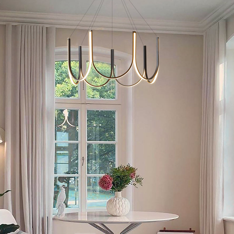 Metal U-Shape Chandelier Pendant Light Simple LED Hanging Pendant Light