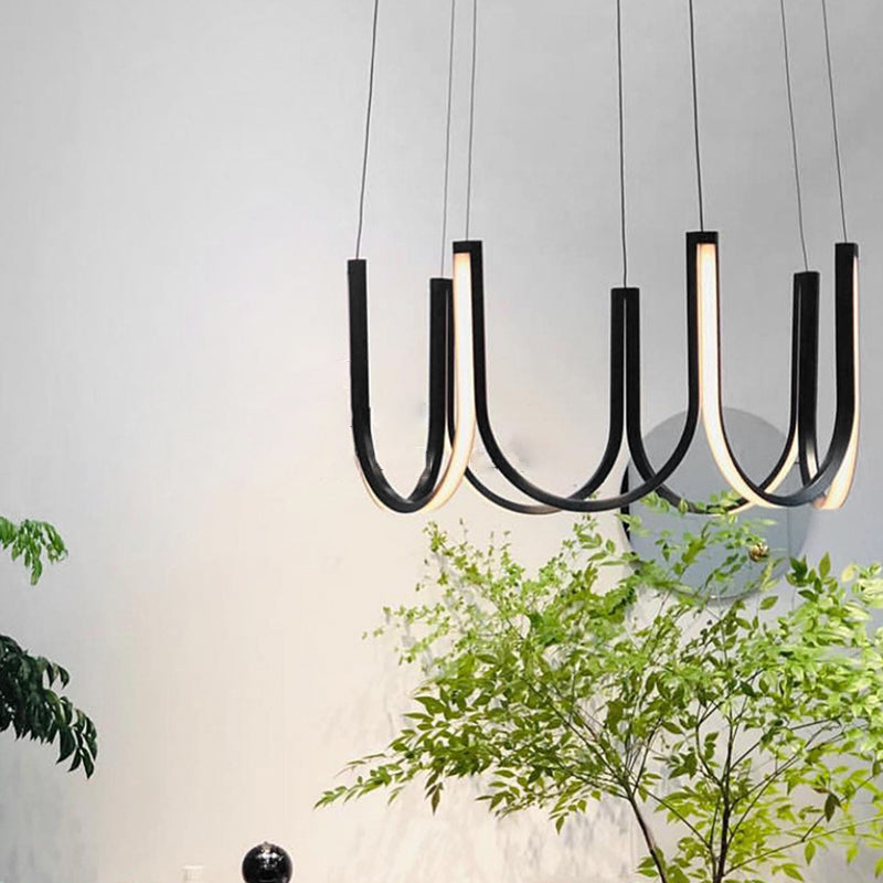 Metal U-Shape Chandelier Pendant Light Simple LED Hanging Pendant Light