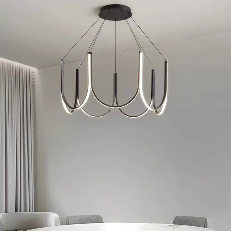 Metal U-Shape Chandelier Pendant Light Simple LED Hanging Pendant Light