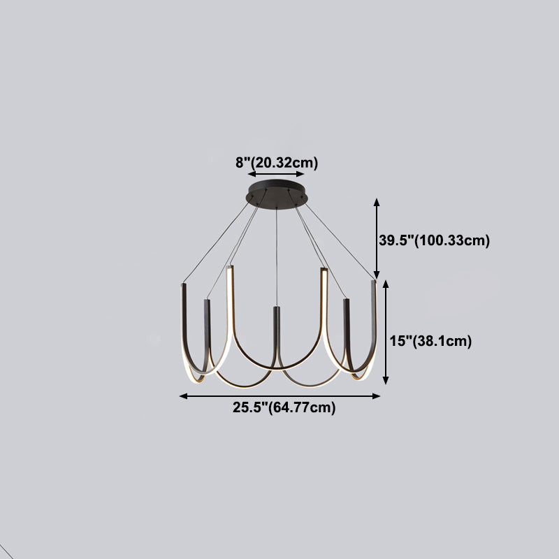 Luce a pendente a forma di U in metallo Light a pendente semplice a led a pendente a sospensione