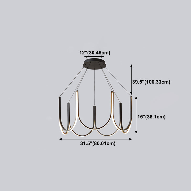 Metal U-Shape Chandelier Pendant Light Simple LED Hanging Pendant Light