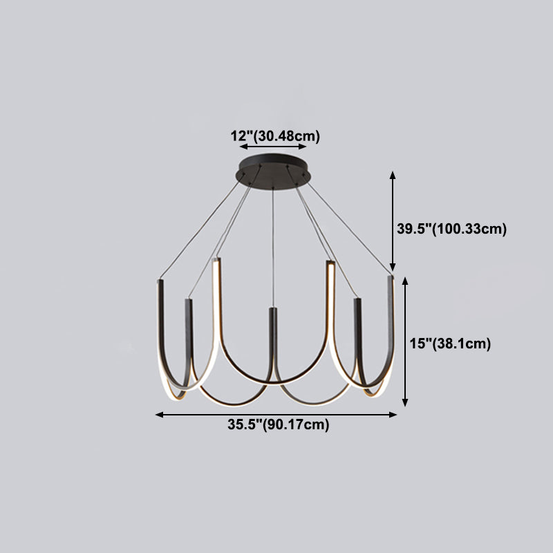 Metal U-Shape Chandelier Pendant Light Simple LED Hanging Pendant Light