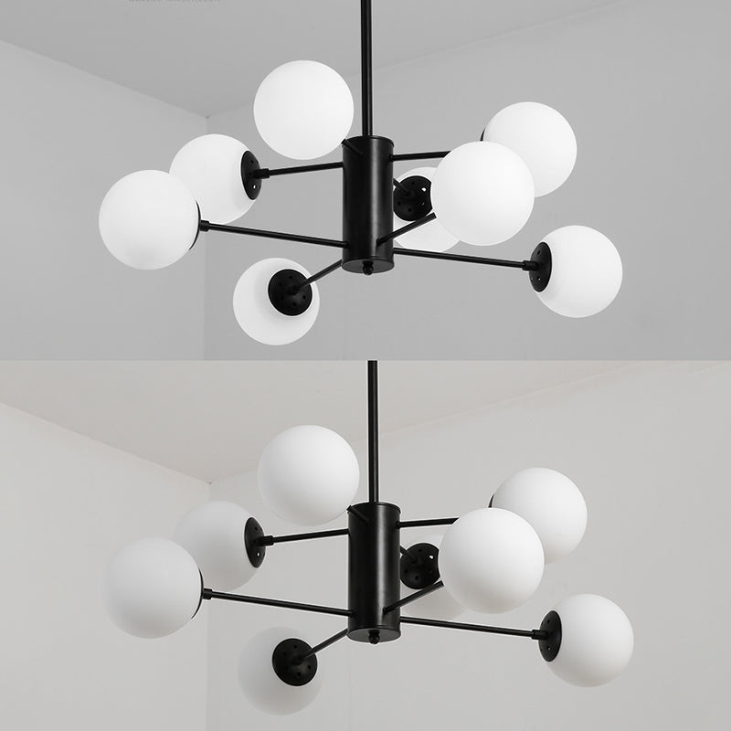 Moderner Glasschatten Kronleuchter Globe Multi -Light Kronleuchter Anhänger für Wohnzimmer