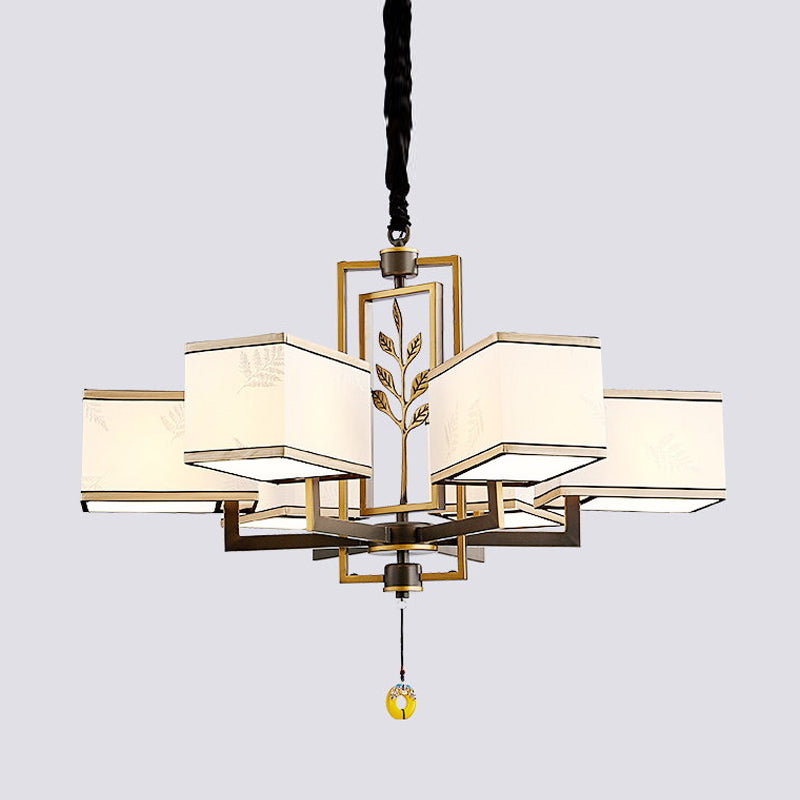 Modern Style Geometry Shape Hanging Chandelier Fabrics Multi Light Hanging Lamp