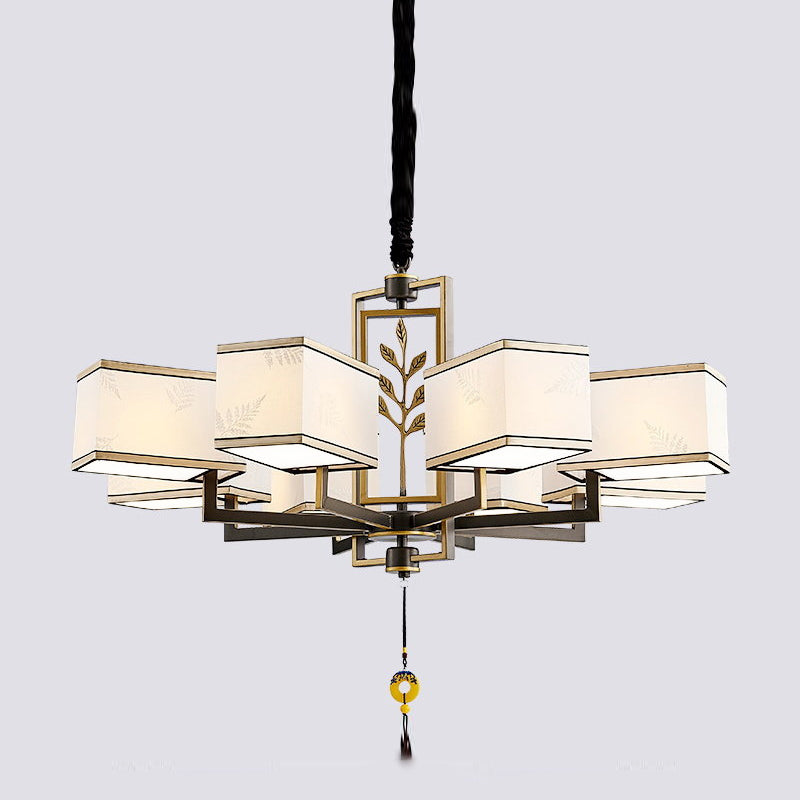 Modern Style Geometry Shape Hanging Chandelier Fabrics Multi Light Hanging Lamp