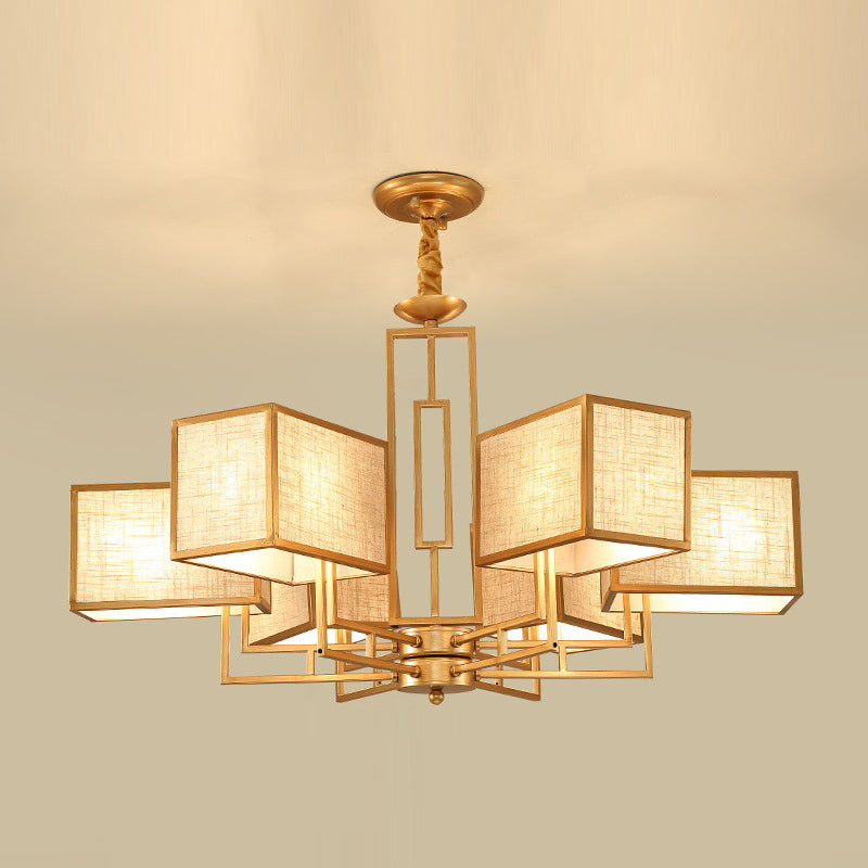 Moderne Style Geometrieform hängende Kronleuchterstoffe Multi -Light Hanging Lampe