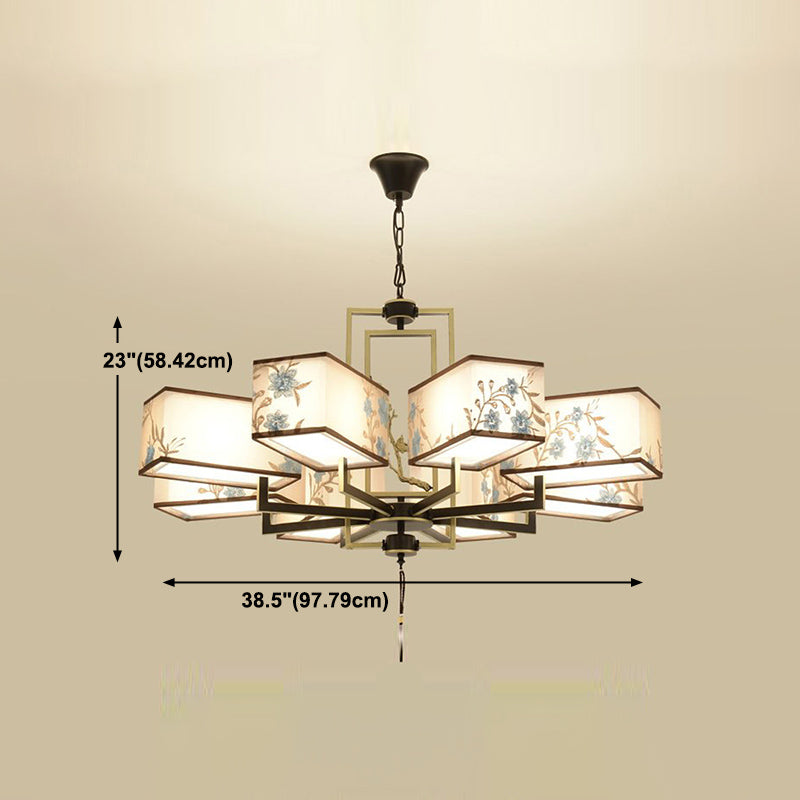 Modern Style Geometry Shape Hanging Chandelier Fabrics Multi Light Hanging Lamp