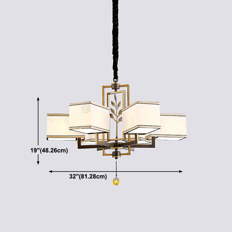 Modern Style Geometry Shape Hanging Chandelier Fabrics Multi Light Hanging Lamp