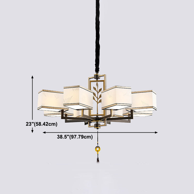 Modern Style Geometry Shape Hanging Chandelier Fabrics Multi Light Hanging Lamp