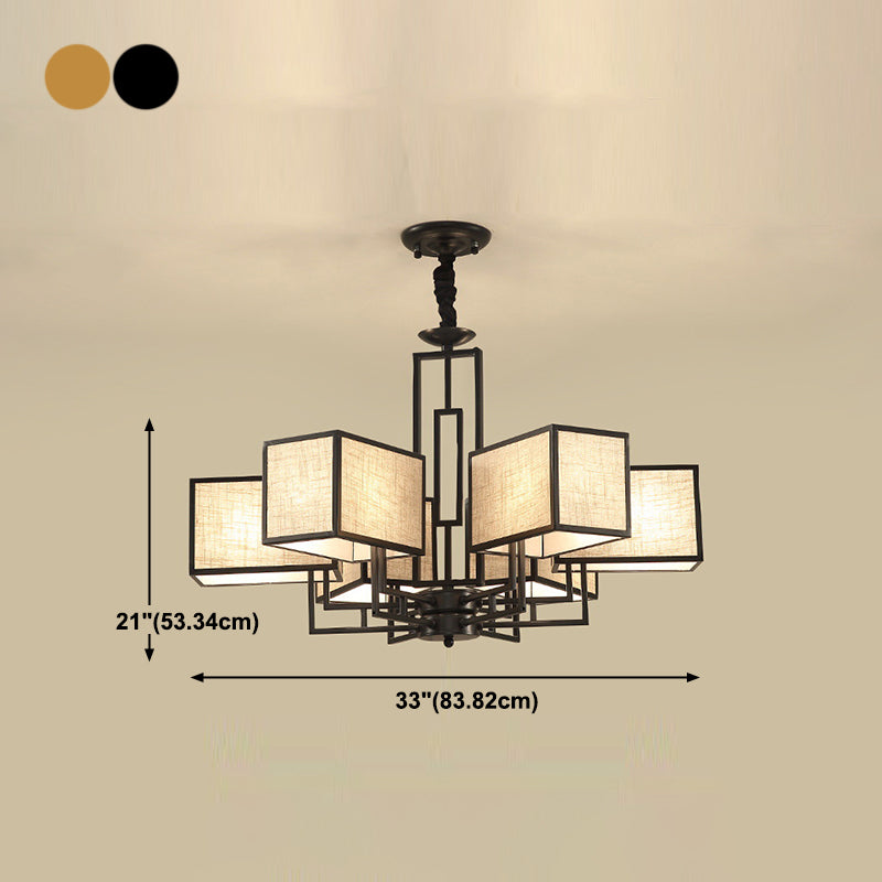 Modern Style Geometry Shape Hanging Chandelier Fabrics Multi Light Hanging Lamp