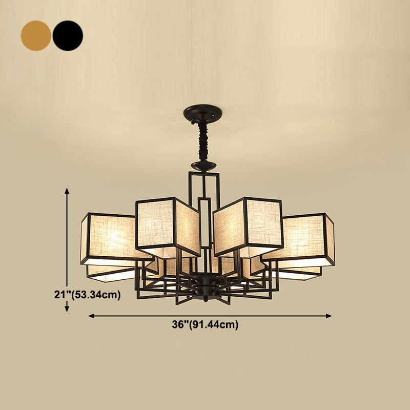 Modern Style Geometry Shape Hanging Chandelier Fabrics Multi Light Hanging Lamp