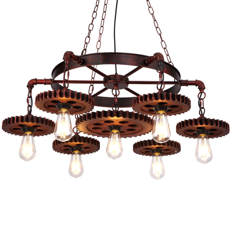 Industriële stijl multi -light kroonluchter Amerikaanse waterpijp hanglamp met een hanger